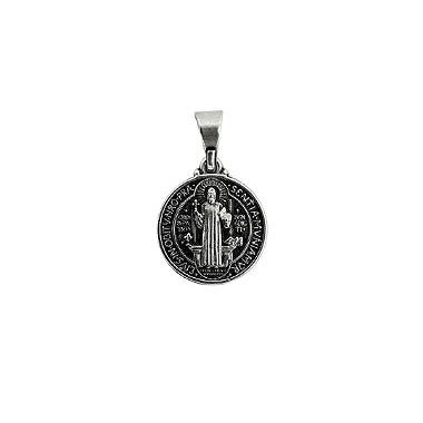 Medalha São Bento 13 mm Prata Velha