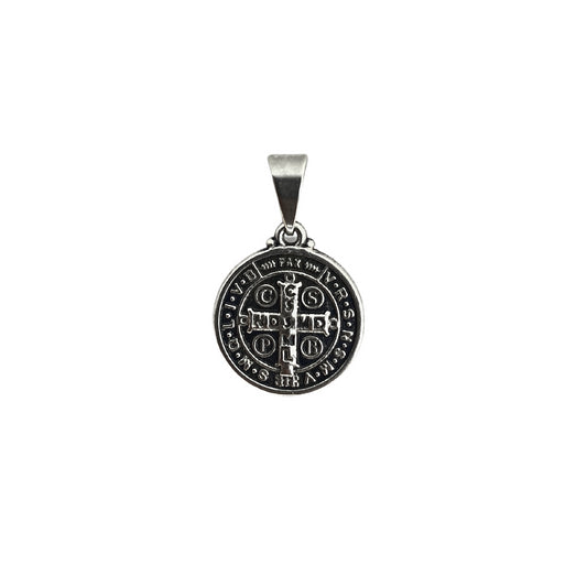 Medalha São Bento 13 mm Prata Velha