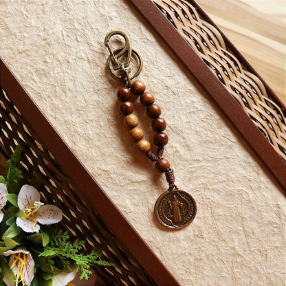 Chaveiro Dezena São Bento - Madeira