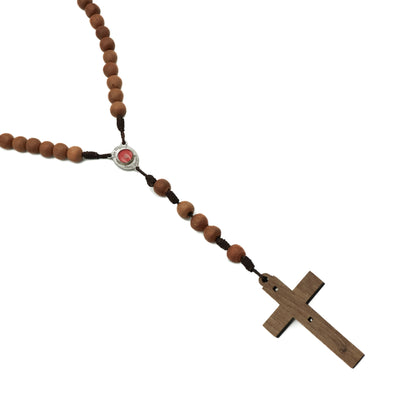 Terço São Miguel com reliquia da gruta de São Miguel madeira 8mm