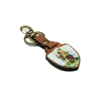 Chaveiro Escudo de Madeira São Cristóvão Ouro Velho