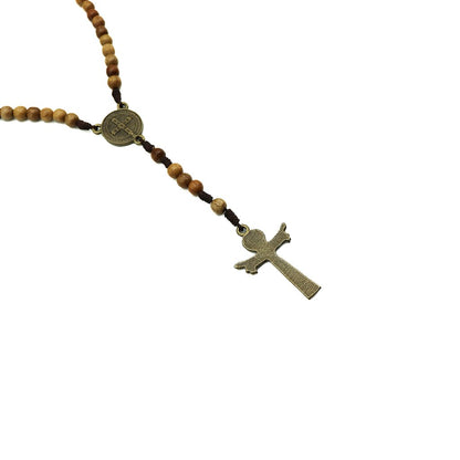 Terço 6mm Madeira São Bento Entre o meio Medalha