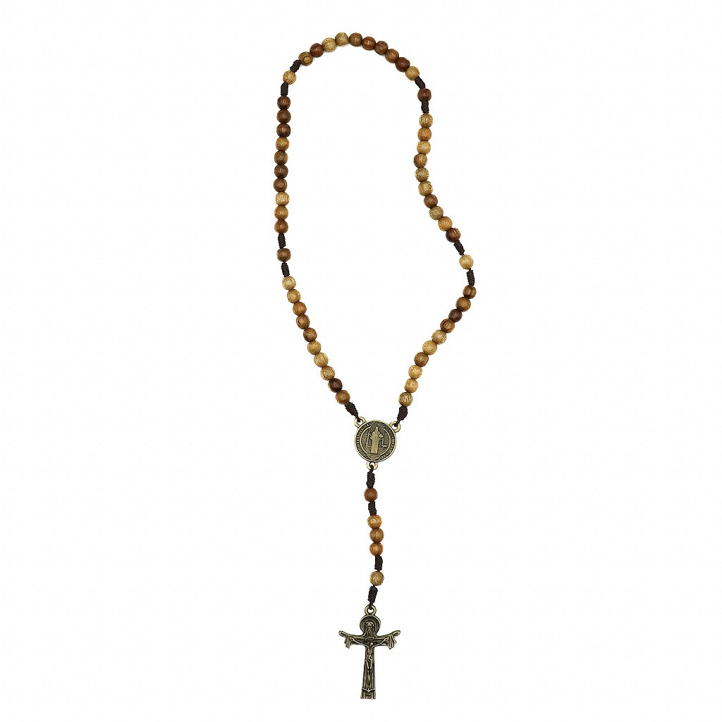 Terço 6mm Madeira São Bento Entre o meio Medalha