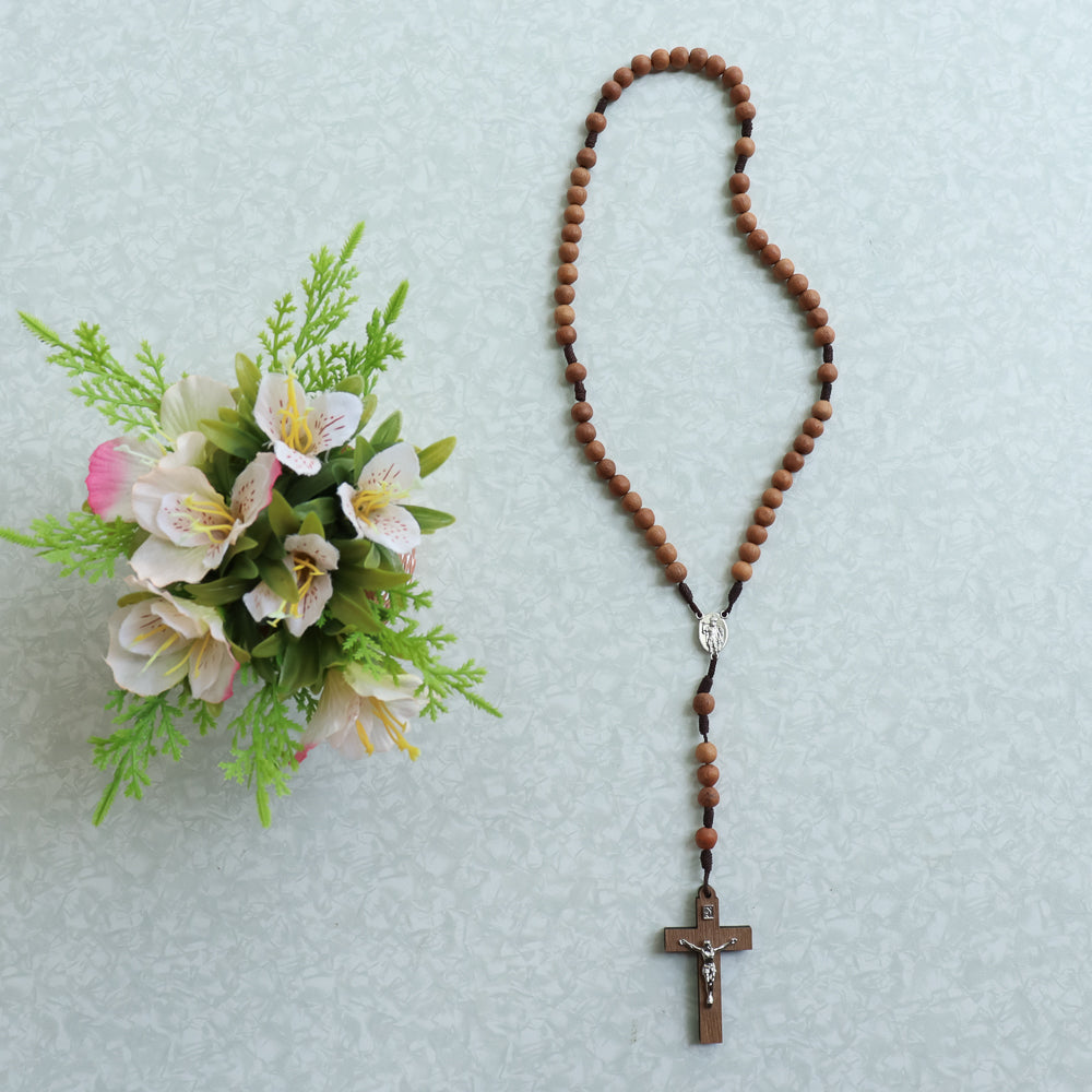 Terço São Miguel com reliquia da gruta de São Miguel madeira 8mm