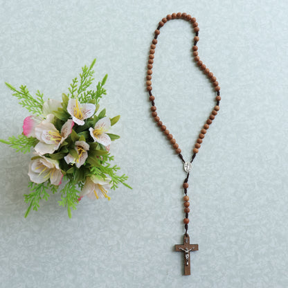 Terço São Miguel com reliquia da gruta de São Miguel madeira 8mm