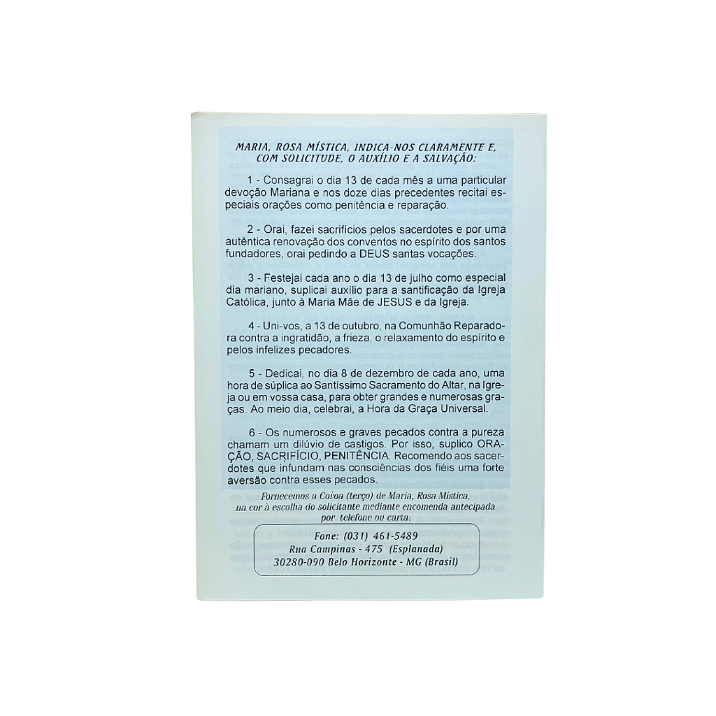 Folheto Coroa de Rosa Mística