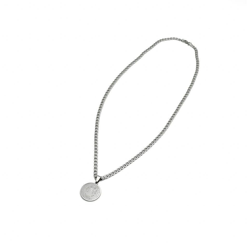 Colar Inox Medalha São Bento Gravada