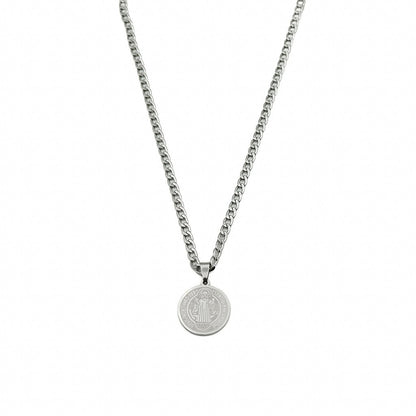 Colar Inox Medalha São Bento Gravada