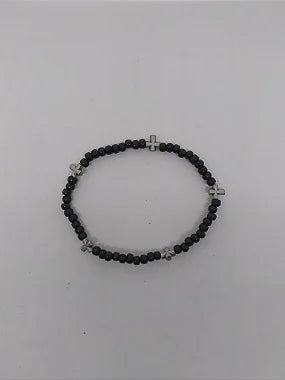 Pulseira Terço Madeira Preta - Cruzes