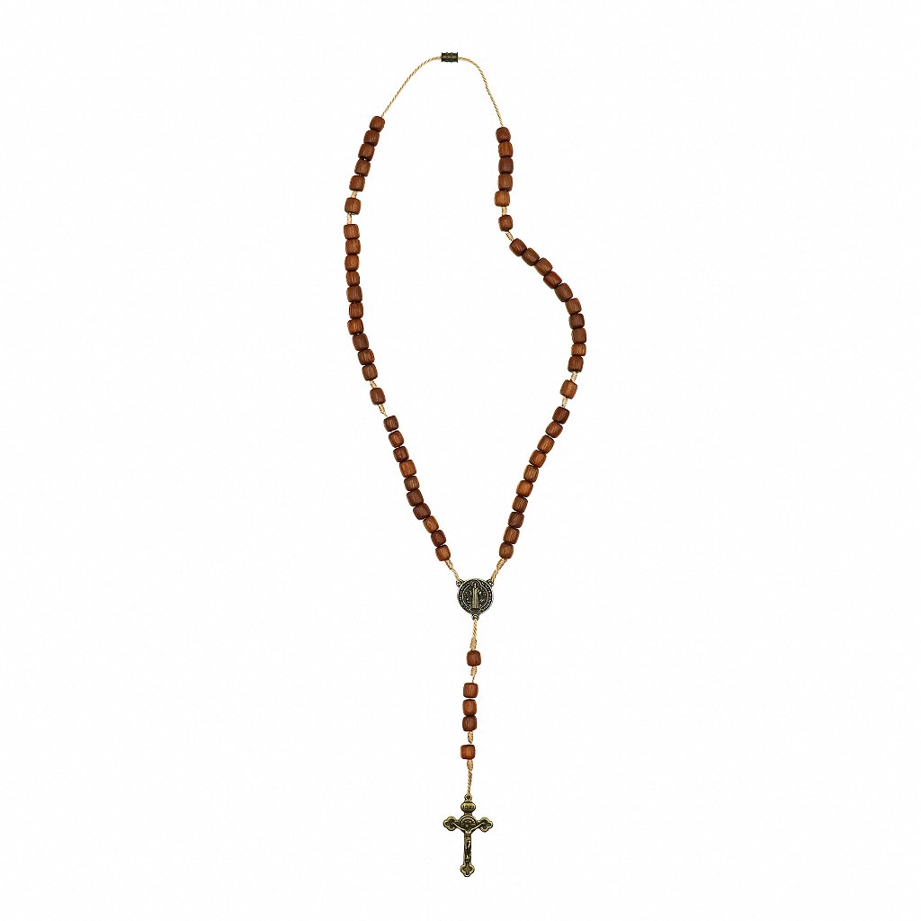 Terço Colar São Bento 6mm Triângulo e Cruz