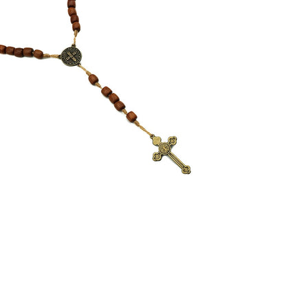 Terço Colar São Bento 6mm Triângulo e Cruz