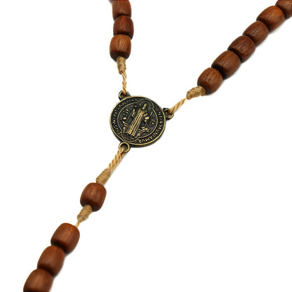 Terço Colar São Bento 6mm Triângulo e Cruz