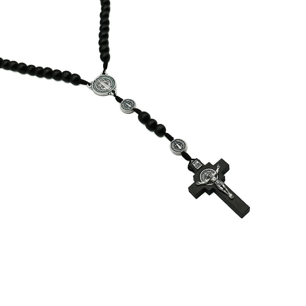 Terço de São Bento Com Medalha No Pai-Nosso - Preto