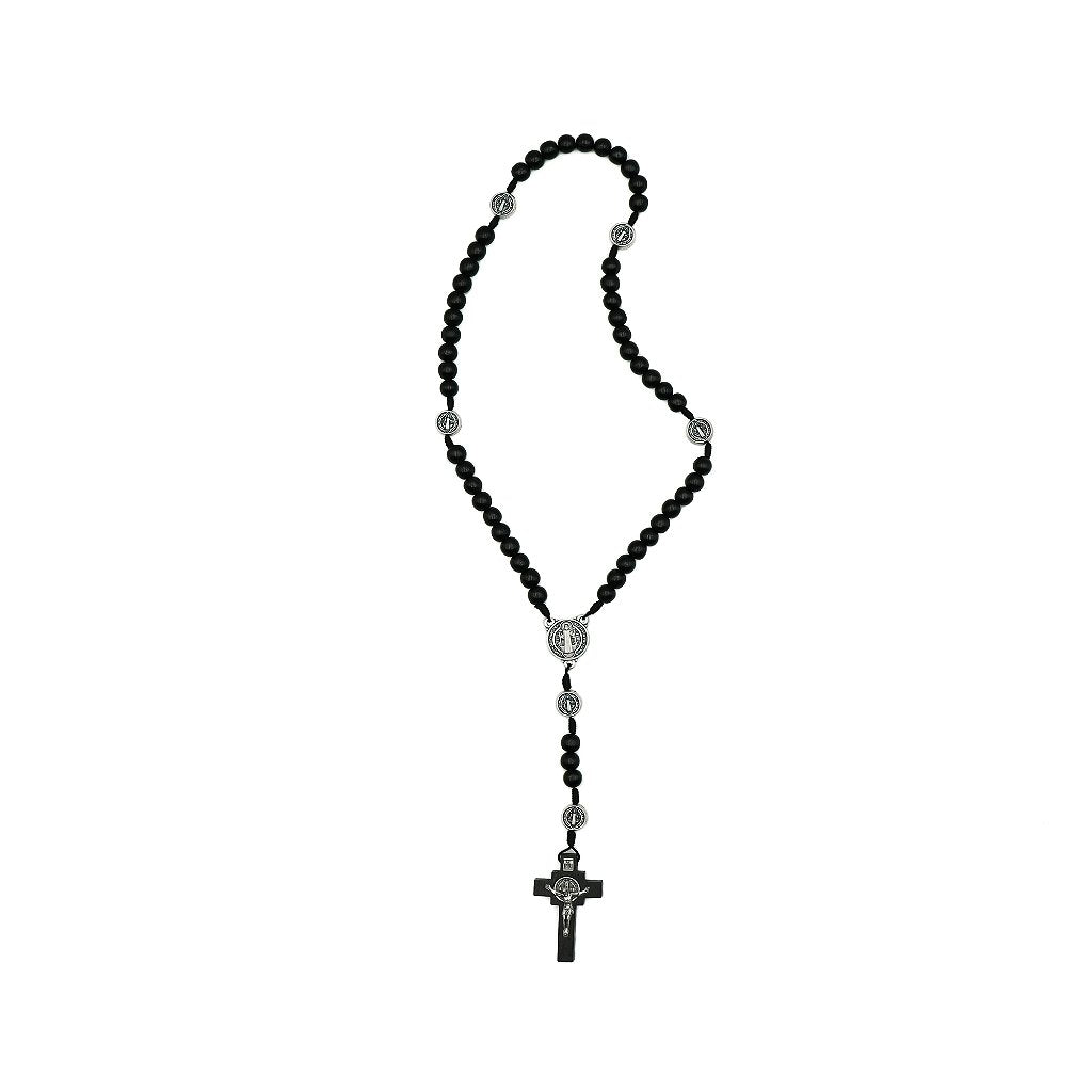 Terço de São Bento Com Medalha No Pai-Nosso - Preto