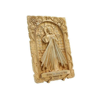 Quadro Dourado de Resina Jesus Misericordioso - Instituto Hesed