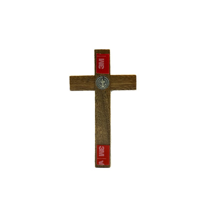 Cruz São Bento Adesiva 9 cm Prata Velha