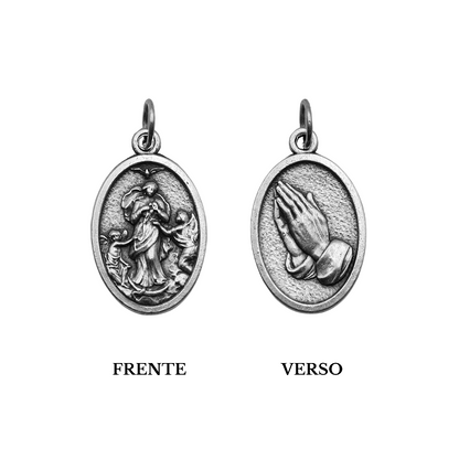 Medalha Nossa Senhora Desatadora e Mãos 2mm - Italiana