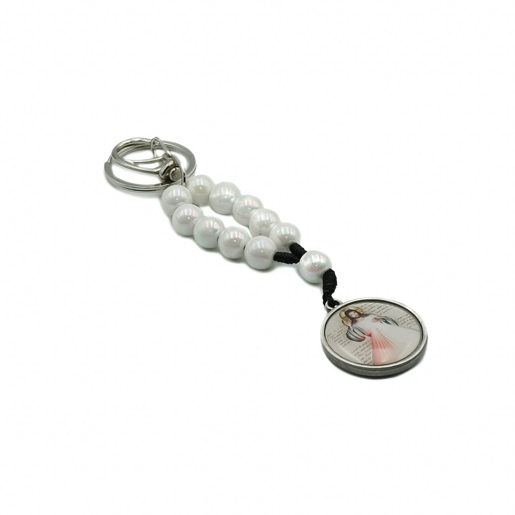 Chaveiro Dezena com Medalha Resinada - Jesus Misericordioso