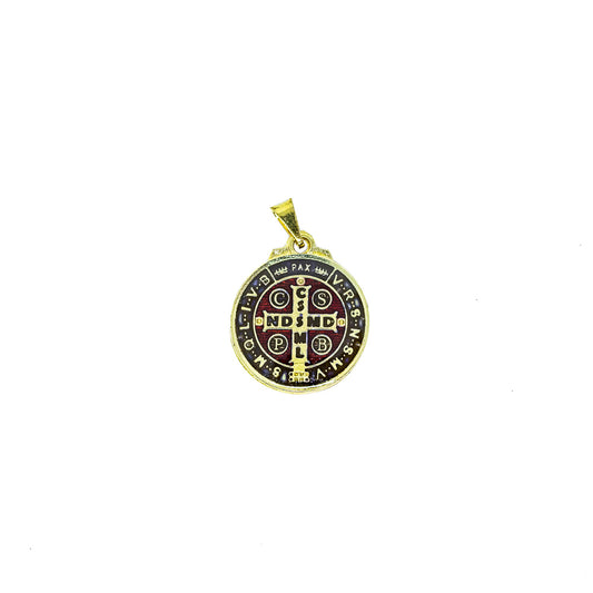 Medalha São Bento 20 mm Dourada Resinada