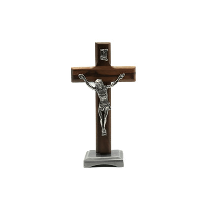 Crucifixo Madeira 11 cm para mesa Niquel