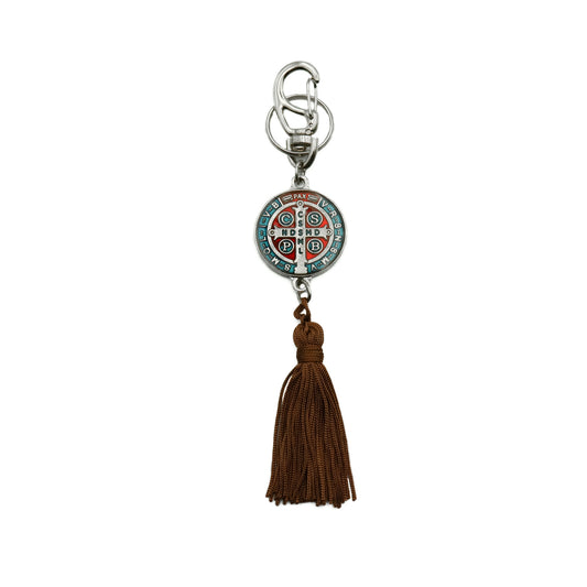 Chaveiro Medalha de São Bento Níquel Com Tassel