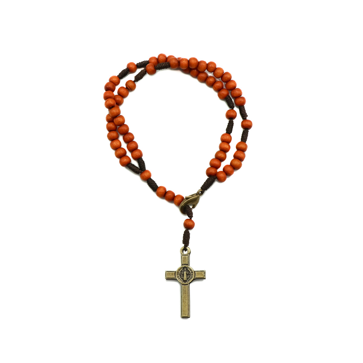 Pulseira Terço Acampamento Madeira 4mm Laranja
