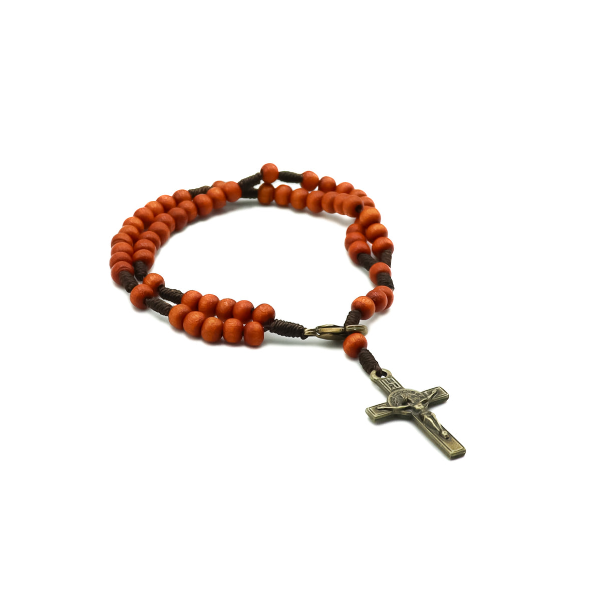Pulseira Terço Acampamento Madeira 4mm Laranja