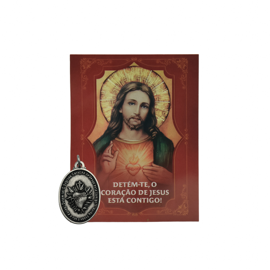 Medalha 25mm Detem-te Sagrado Coração de Jesus - Hesed
