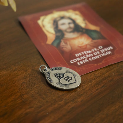 Medalha 25mm Detem-te Sagrado Coração de Jesus - Hesed