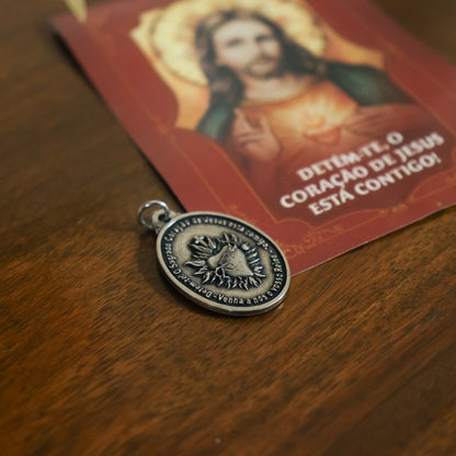 Medalha 25mm Detem-te Sagrado Coração de Jesus - Hesed
