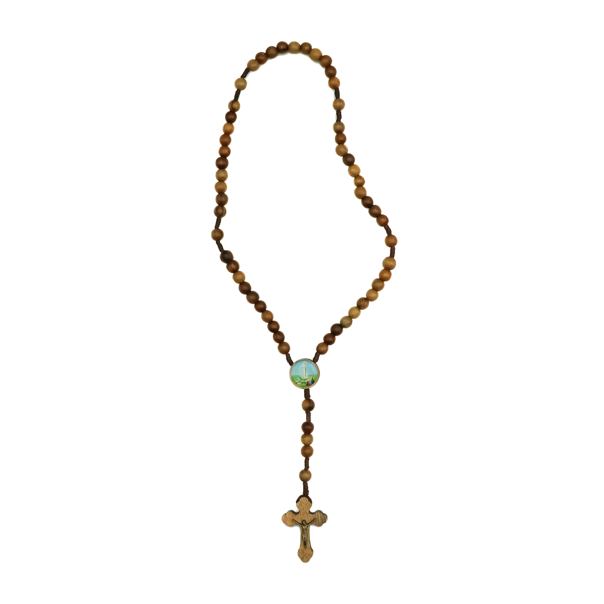 Porta Terço imbuia Capelinha com Vela - Nossa Senhora de Fátima
