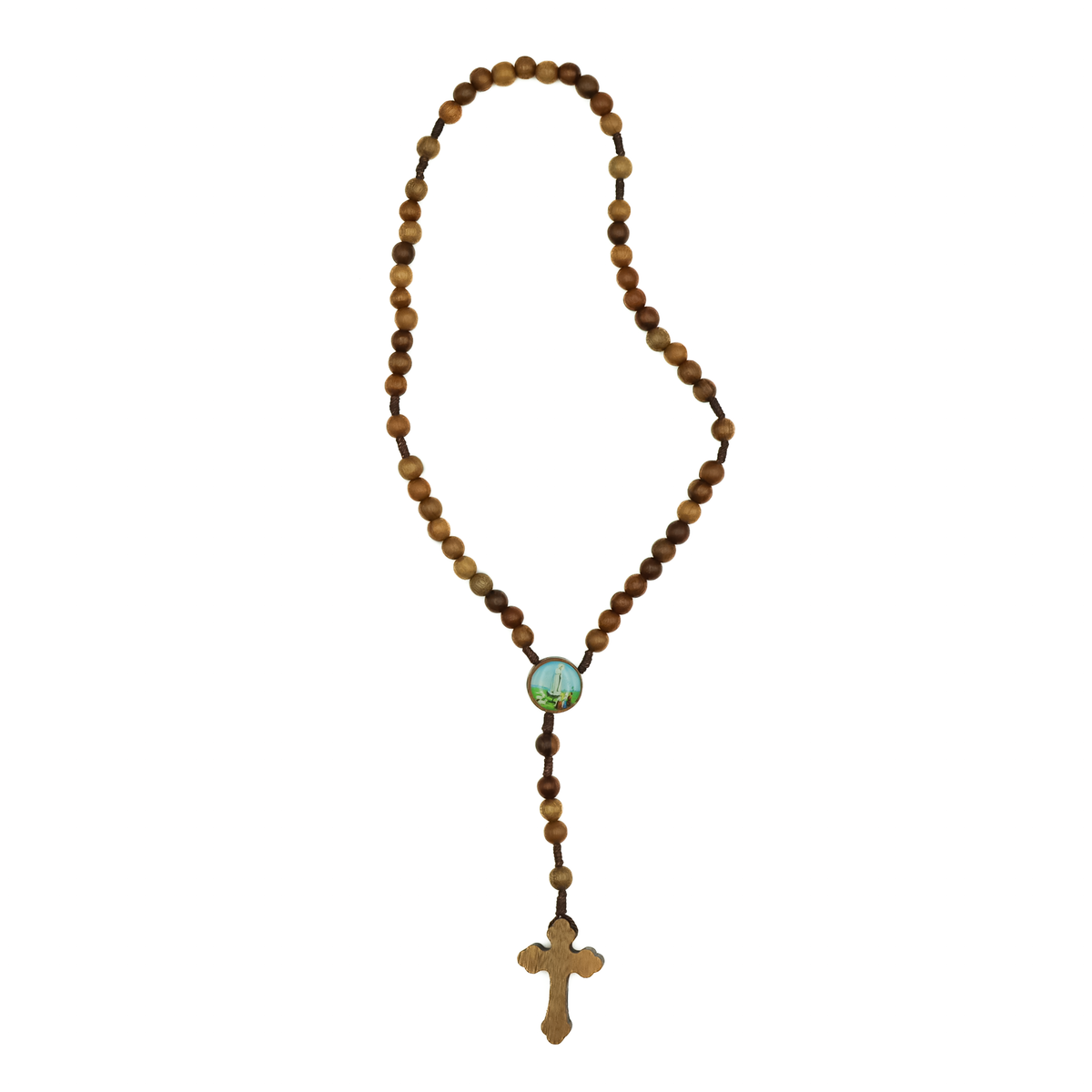 Porta Terço imbuia Capelinha com Vela - Nossa Senhora de Fátima
