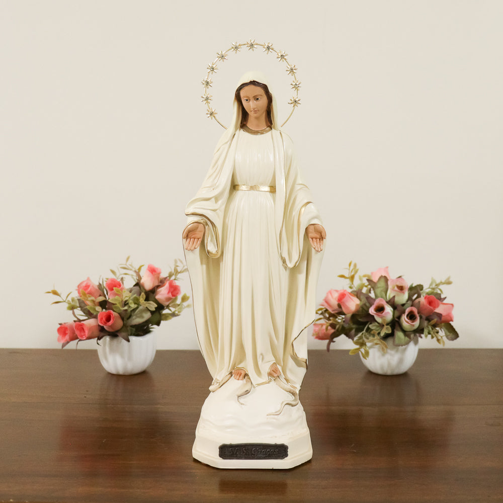 Imagem Nossa Senhora das Graças Francesa com auréola 30 cm marfim