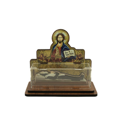 Esquife de Padre Pio em MDF e Acrílico