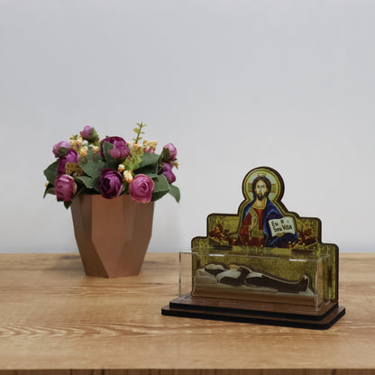 Esquife de Padre Pio em MDF e Acrílico