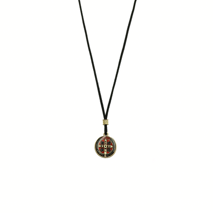 Cordão Com Medalha de São Bento Resinada Dourado