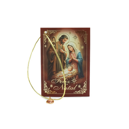 Cartão de Natal com medalha Sagrada Família