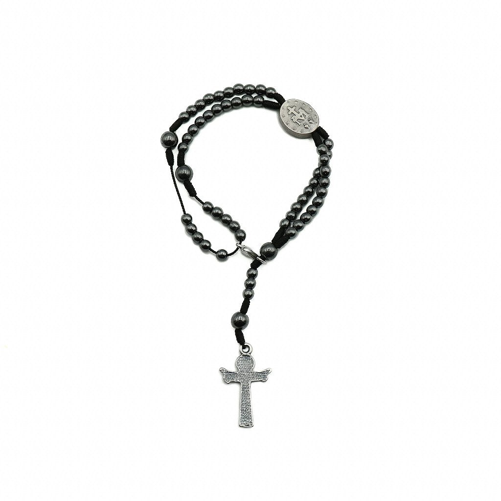 Terço de Pulso Hematita - Nossa Senhora das Graças