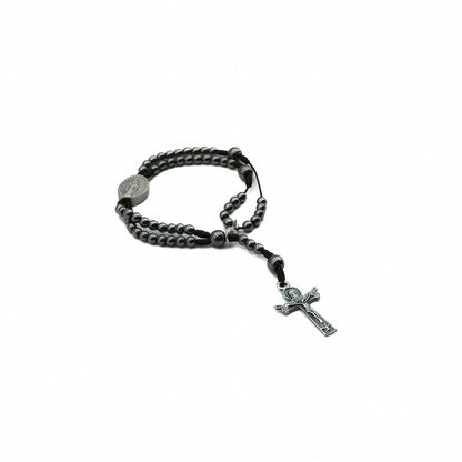 Terço de Pulso Hematita - Nossa Senhora das Graças