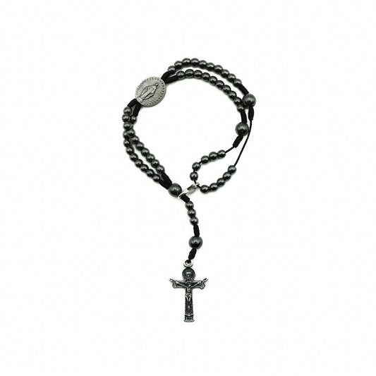 Terço de Pulso Hematita - Nossa Senhora das Graças