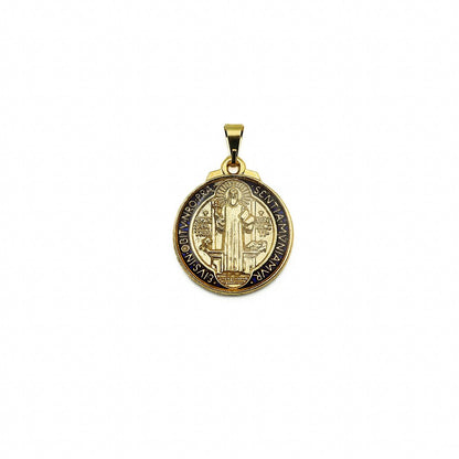 Medalha São Bento 20 mm Dourada Resinada