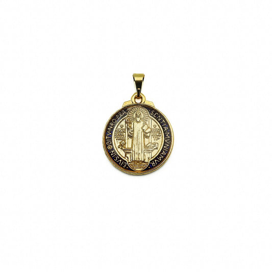 Medalha São Bento 20 mm Dourada Resinada