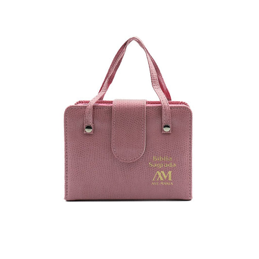 Bíblia Ave-Maria com Alça Bolso Rosa