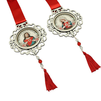 Escapulário de Porta - Sagrado Coração de Jesus e Imaculado Coração de Maria