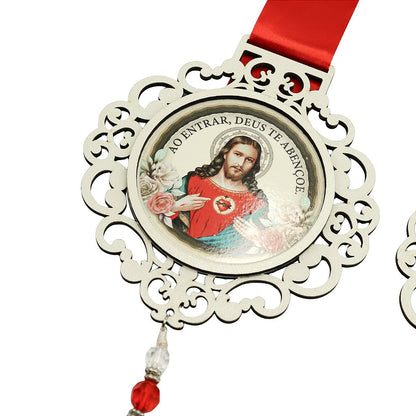 Escapulário de Porta - Sagrado Coração de Jesus e Imaculado Coração de Maria