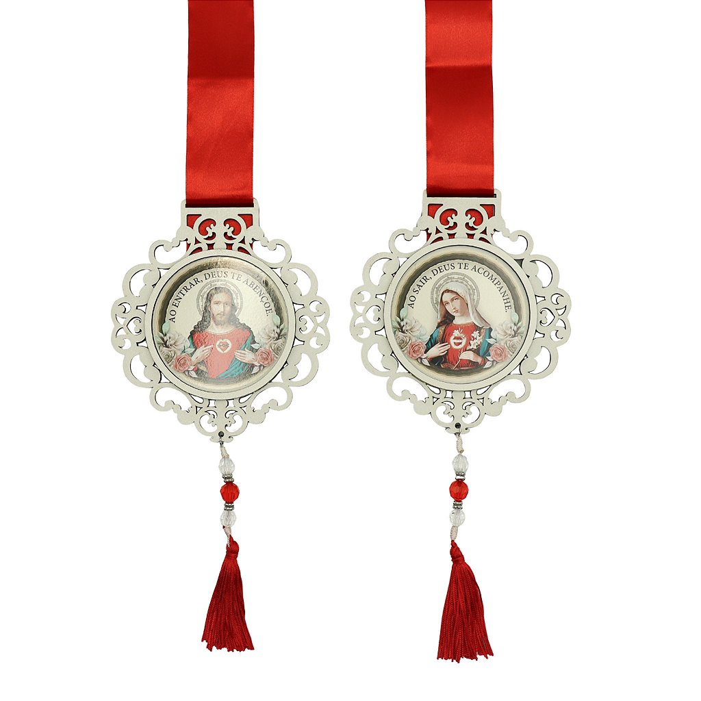 Escapulário de Porta - Sagrado Coração de Jesus e Imaculado Coração de Maria
