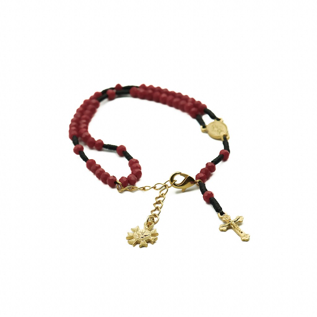 Pulseira Terço Cristal Vidro 4mm Bordo