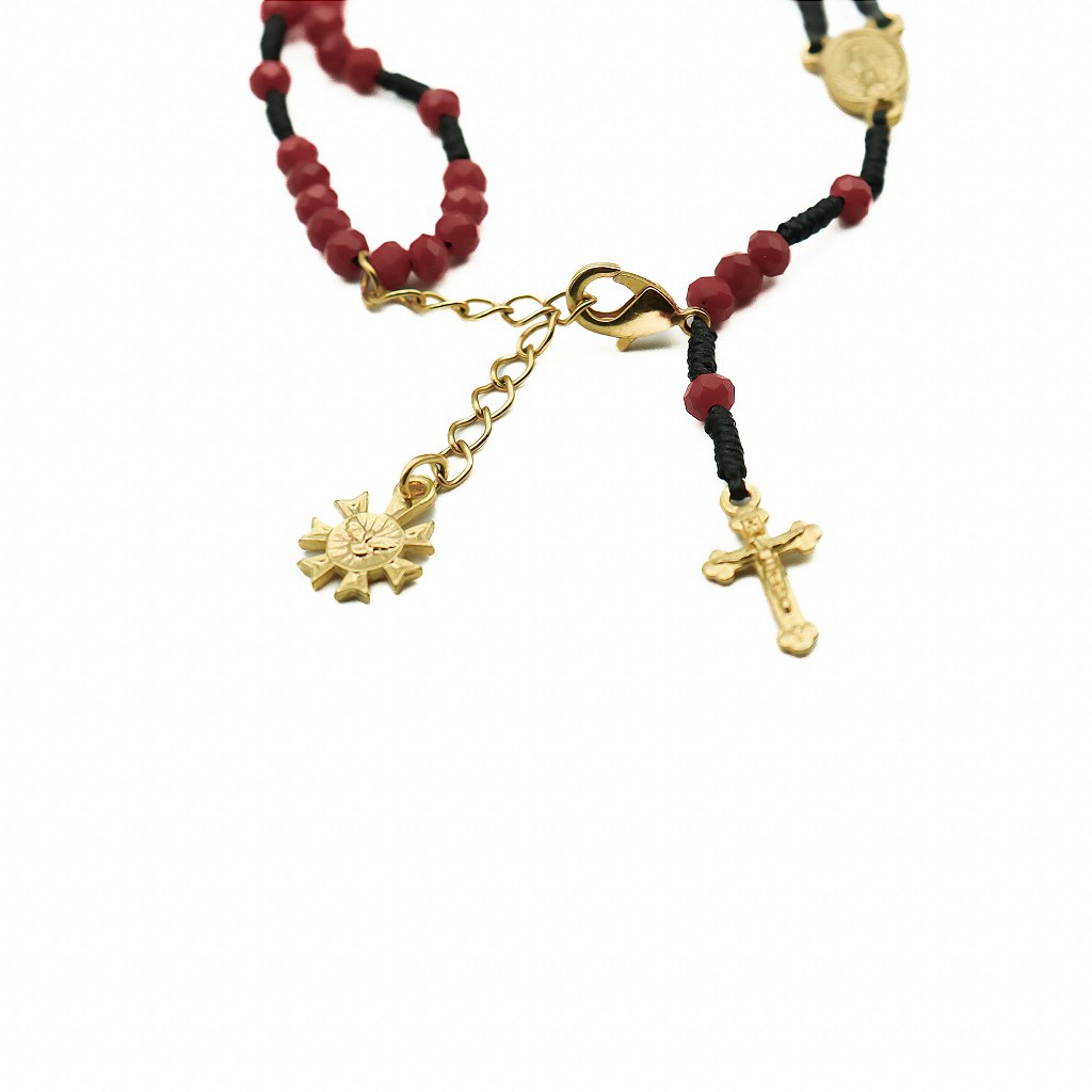 Pulseira Terço Cristal Vidro 4mm Bordo