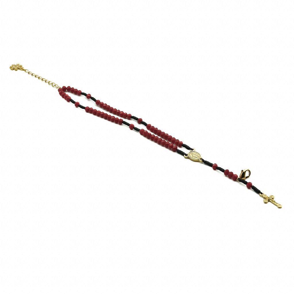 Pulseira Terço Cristal Vidro 4mm Bordo