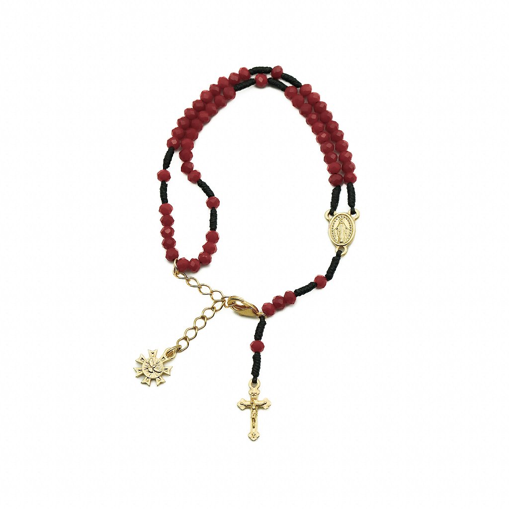 Pulseira Terço Cristal Vidro 4mm Bordo